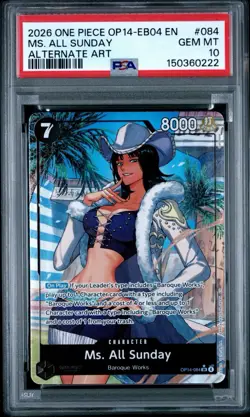 2026 One Piece Ms. All Sunday Super Rare Alt Art #OP14-084 PSA 10 GEM MINT - Image 1