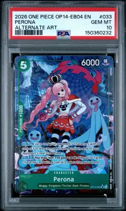 2026 One Piece Azure Sea's Seven Perona Super Rare Alt Art #OP14-033 PSA 10 - Image 1