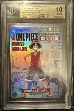 2026 Monkey D Luffy One Piece Promo College Basketball US Voyage BGS 10 PRISTINE - Image 1