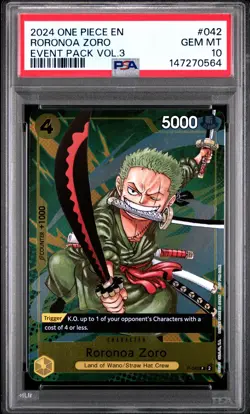 2024 ONE PIECE EVENT PACK VOL.3 #042 RORONOA ZORO PSA 10 - Image 1