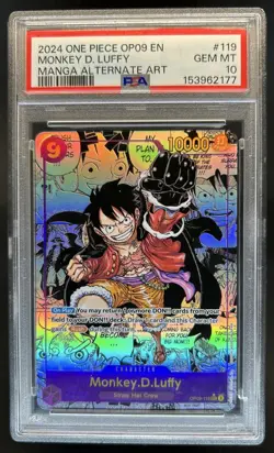 2024 One Piece Monkey.D.Luffy Secret Rare Manga Alt Art #OP09-119 PSA 10 - Image 1