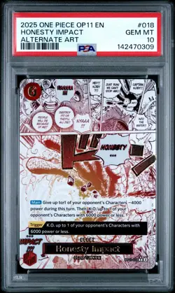 2025 One Piece OP11 EN Honesty Impact Alternate Art #018 PSA 10 GEM MINT - Image 1