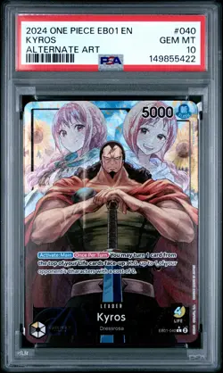 2024 ONE PIECE EB01-EXTRA BOOSTER -MEMORIAL COLLECTION- #040 KYROS PSA 10 - Image 1