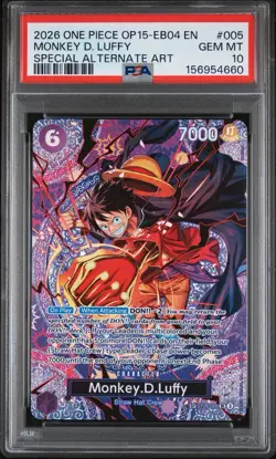 2026 One Piece Kami's Island Monkey.D.Luffy Special Alt Art #ST26-005 PSA 10 - Image 1