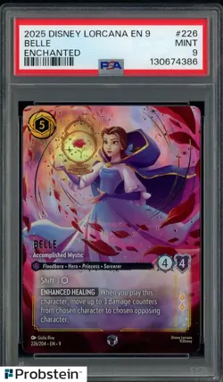 2025 Disney Lorcana EN 9 Enchanted #226 Belle PSA 9 MINT - Image 1