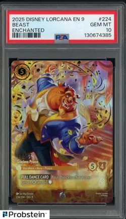 2025 Disney Lorcana EN 9 Enchanted #224 Beast PSA 10 GEM MINT - Image 1