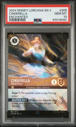 2024 Disney Lorcana Enchanted Cinderella Melody Weaver #205 PSA 10 - Image 1