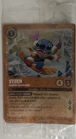 #42/P3 Stitch Carefree Snowboarder GLITTER FOIL PROMO 2026 Disney Lorcana SEALED - Image 1