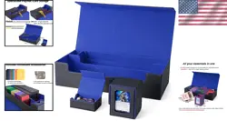 Deluxe MTG Deck Box with Playmat & Dice Storage, Holds 5 Decks - Black & Blue - Image 2