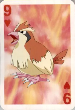 1999 Pokemon Bicycle Mini Poker Cards Pidgey English #9 OF HEARTS Vintage - Image 1