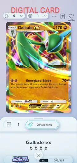 Pokemon Pocket Mobile Game Space Time Smackdown Set Gallade EX◇◇◇◇ Digital Trade - Image 1