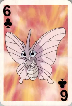 1999 Pokemon Bicycle Mini Poker Cards Venomoth English #6 OF CLUBS Vintage - Image 1