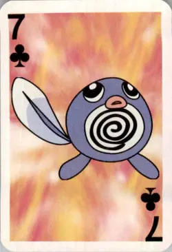 1999 Pokemon Bicycle Mini Poker Cards Poliwag English #7 OF CLUBS Vintage - Image 1