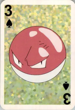 1999 Pokemon Bicycle Mini Poker Cards Voltorb English #3 OF SPADES Vintage - Image 1