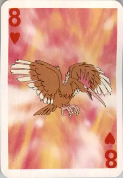 1999 Pokemon Bicycle Mini Poker Cards Fearow English #8 OF HEARTS Vintage - Image 1