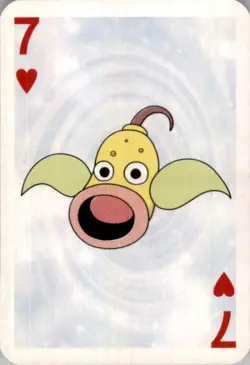 1999 Pokemon Bicycle Mini Poker Cards Weepinbell English #7 OF HEARTS Vintage - Image 1