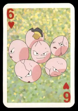 1999 Pokemon Bicycle Mini Poker Cards Exeggcute English #6 OF HEARTS Vintage - Image 1