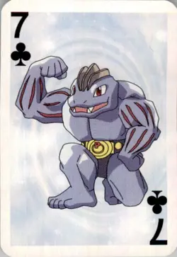 1999 Pokemon Bicycle Mini Poker Cards Machoke English #7 OF CLUBS Vintage - Image 1