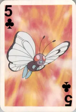 1999 Pokemon Bicycle Mini Poker Cards Butterfree English #5 OF CLUBS Vintage - Image 1