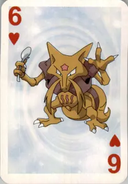 1999 Pokemon Bicycle Mini Poker Cards Kadabra English #6 OF HEARTS Vintage - Image 1