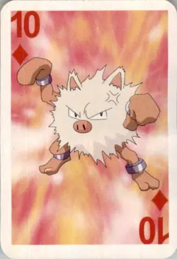 1999 Pokemon Bicycle Mini Poker Cards Primeape English #10 OF DIAMONDS Vintage - Image 1