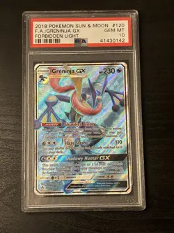 2018 POKEMON SUN & MOON FORBIDDEN LIGHT #120 FULL ART/GRENINJA GX PSA 10 - Image 1