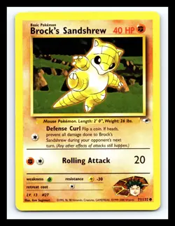 💥 Brock's Sandshrew (Gym Heroes Set Pokemon 2000) Vintage # 71/132 - Image 1