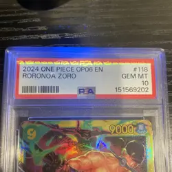2024 ONE PIECE OP06-WINGS OF THE CAPTAIN #118 RORONOA ZORO PSA 10 GEM MINT - Image 2
