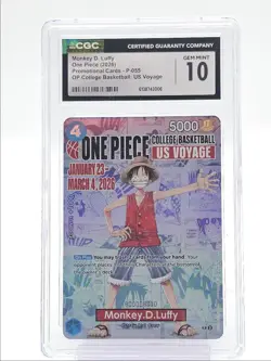 MONKEY D. LUFFY 2026 ONE PIECE BASKETBALL US VOYAGE D #P-055 CGC 10 Q7128 - Image 1