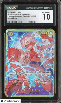 2024 One Piece Japanese Premium Booster Best Monkey D Luffy Secret Rare CGC 10 - Image 1