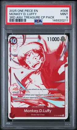 Monkey D Luffy SR ST10-006 3rd Anniversary Treasure One Piece ENGLISH PSA 9 - Image 1