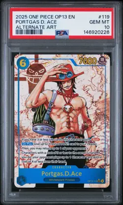 One Piece CCG Portgas.D.Ace Alternate Art OP13-119 PSA 10 Gem Mint - Image 1