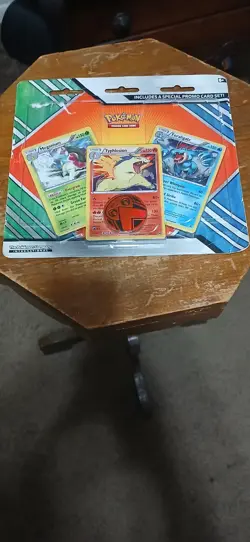 Pokemon Meganium Typhlosion and Feraligatr Cards In Box With Coin (No Packs) - Image 1