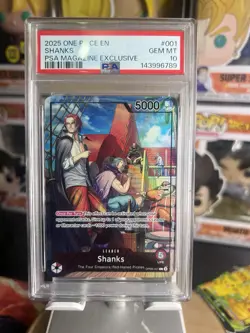 PSA Magazine July 2025 One Piece Shanks Holo Promo Card OP09-001 Psa 10 - Image 1