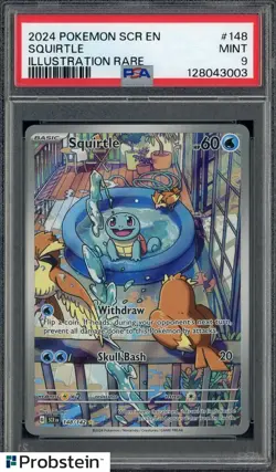 2024 Pokemon SCR EN #148 Squirtle Illustration Rare PSA 9 MINT - Image 1