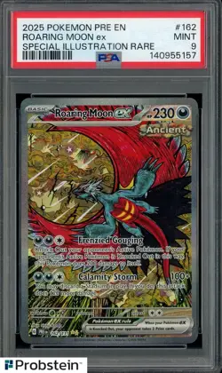 2025 Pokemon PRE EN #162 Roaring Moon ex Special Illustration Rare PSA 9 - Image 1