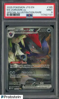 2025 Pokemon JTG EN #185 N's Zoroark ex SIR PSA 9 MINT - Image 1