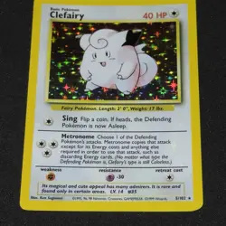 HOLO BLEED Clefairy 5/102 Base Unlimited Set 1999 Pokemon TCG Error Rare Card NM - Image 3