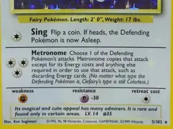 HOLO BLEED Clefairy 5/102 Base Unlimited Set 1999 Pokemon TCG Error Rare Card NM - Image 4