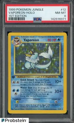 1999 Pokemon Jungle 1st Edition #12 Vaporeon Holo PSA 8 NM-MT - Image 1