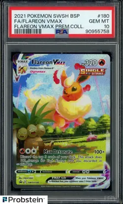 2021 Pokemon SWSH BSP Flareon VMAX PREM.COLL. #180 FA/Flareon VMAX PSA 10 - Image 1