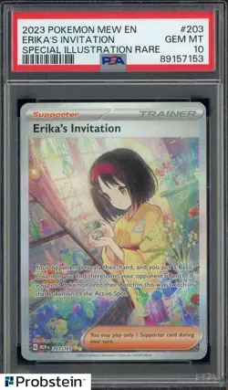 2023 Pokemon MEW EN #203 Erika's Invitation SIR PSA 10 GEM MINT - Image 1