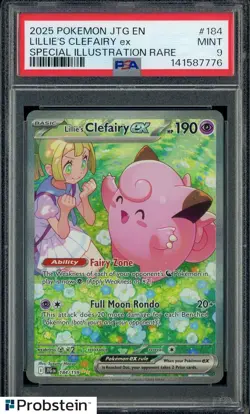 2025 Pokemon JTG EN #184 Lillie's Clefairy ex Special Illustration Rare PSA 9 - Image 1