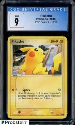 2006 Pokemon POP Series 4 13/17 Pikachu CGC 9 MINT - Image 1