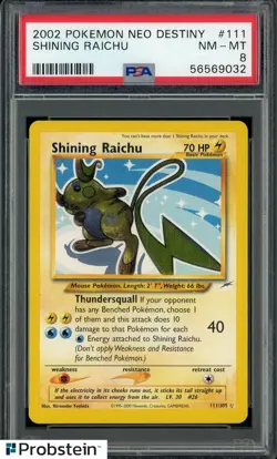 2002 Pokemon Neo Destiny #111 Shining Raichu PSA 8 NM-MT - Image 1