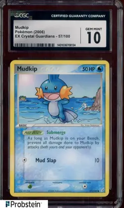 2006 Pokemon EX Crystal Guardians #57 Mudkip CGC 10 GEM MINT - Image 1