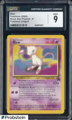 2000 Pokemon Black Star Promo Pokemon League #8 Mew CGC 9 MINT - Image 1