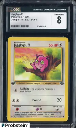 1999 Pokemon Jungle 1st Edition #54/64 Jigglypuff CGC 8 NM-MT - Image 1