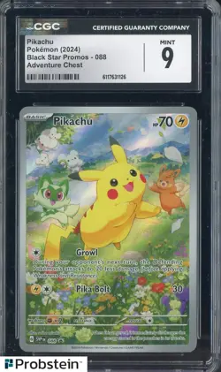 2024 Pokemon Black Star Promos 088 Pikachu Adventure Chest CGC 9 MINT - Image 1