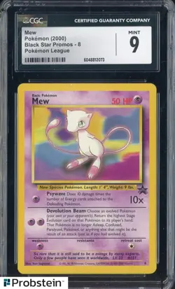 2000 Pokemon Black Star Promo Pokemon League #8 Mew CGC 9 MINT - Image 1